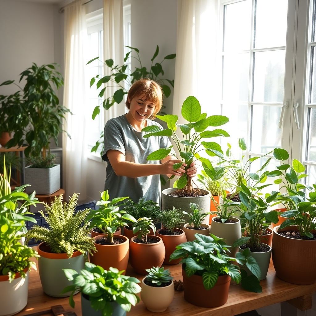 Indoor Garten mit stilvollen Pflanzentöpfen